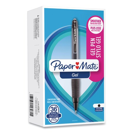 Paper Mate Gel Retractable Pen, Fine 0.5mm, Assorted Ink/Barrel, PK36 2082958